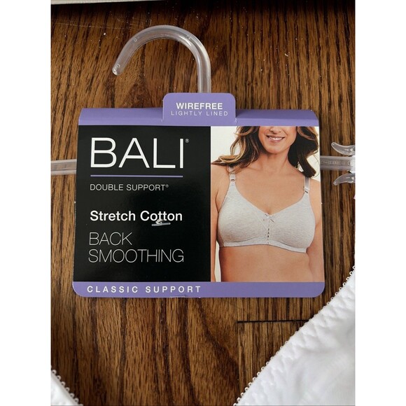 Bali 42D Bra Cotton White Stretch Wirefree Classic Support DF3036 Back Smoothing - Picture 2 of 5